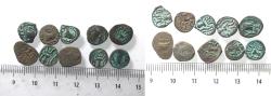 Ancient Coins - LOT OF 10 AS FOUND: Arabia Felix. Himyarite Kingdom. 100 - 300 A.D. Rare copper Bucranium coins.