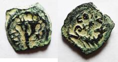 Ancient Coins - Judaea, The Herodians. Herod Archelaus, 4 BC-6 AD. AE Prutah .