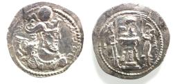 Ancient Coins - Sasanian Empire. Bahram IV (AD 388-399). AR drahm (24mm, 4.17g). AS(?) mint.