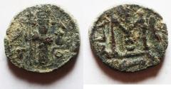 World Coins - ISLAMIC, Arab-Byzantine (Imperial image) coinage . Circa 680s-700/10. Æ Fals . ‘Pseudo-Damascus’ mint,