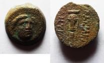 Ancient Coins - SELEUKID EMPIRE. Antiochos III ‘the Great’. 222-187 BC. Æ 14. Seleukeia on the Tigris mint, second reign. Struck circa 220-187 BC.