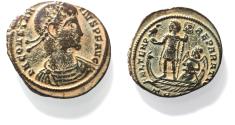 Ancient Coins - CONSTANTIUS II AE . EMPEROR IN GALLEY