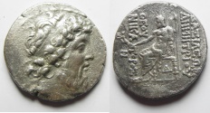 Ancient Coins - GREEK. Seleukid kings. Demetrios II Nikator (second reign, 129-126/5 BC). AR tetradrachm (28mm, 15.61g). Antioch mint. Struck 129-128 BC. 