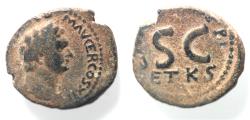 Ancient Coins - JUDAEA, Herodians. Agrippa II, with Domitian. Circa 50-100 CE. Æ Semis