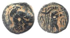 Ancient Coins - OVER STRUCK ON PTOLEMY II AE 16: NABATAEAN. ARETAS II OR III DAMASCUS MINT. AE 16