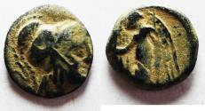 Ancient Coins - NABATAEAN KINGDOM. VERY EARLY ARETAS II/III AE 16. OVERSTRUCK ON PTOLEMY II COIN