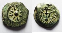 Ancient Coins - Judaea, Alexander Jannaeus, 103-76 BC, AE Prutot (Biblical Widow's Mites).