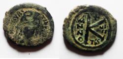 Ancient Coins - Byzantine. Maurice Tiberius AE HALF FOLLIS
