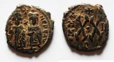 Ancient Coins - BYZANTINE. PHOCAS AE HALF FOLLIS