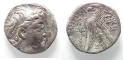 Ancient Coins - Seleukid Kings. Demetrios II (second reign, 129-126/5 BC) AR tetradrachm (25mm, 13.18g). Tyre mint. Dated SE 184 (129/8 BC).