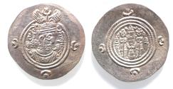 Ancient Coins - CHOICE QUALITY: Sasanian Kingdom. Khusru II. A.D. 591-628. AR drachm.