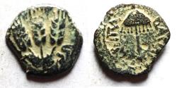 Ancient Coins - JUDAEA, Herodians. Agrippa I. 37-43 CE. AE Prutah .Jerusalem mint.