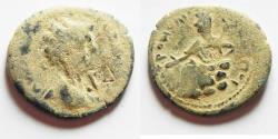 Ancient Coins - Petra Arabia. Septimius Severus AE25 , Tyche Seated Left Nice Desert Patina