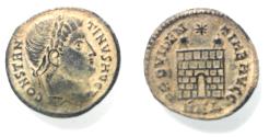Ancient Coins - AS FOUND. CONSTANTINE I AE FOLLIS. CAMP GATE