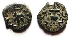 Ancient Coins - Judaea. Jewish War. First Revolt. AE Prutah. Year 3. 68/69 C.E.