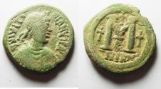Ancient Coins - BYZANTINE EMPIRE. JUSTINIAN I BRONZE FOLLIS