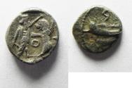 Ancient Coins - BEAUTIFUL QUALITY: GREEK. Phoenicia. Sidon.  Baalshillem II (c. 401-365 BC). 1/16 shekel (AR 7mm, 0.59g). 