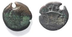 Ancient Coins - Egypt, Alexandria. Hadrian. Æ Obol. Calathus Between Two Torches.