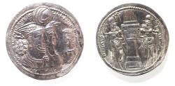 Ancient Coins - SASANIAN KINGS. Vahrām (Bahram) II, with Queen and Prince 4. AD 276-293. AR Drachm