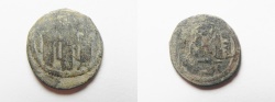Ancient Coins - FILS ALHAQ BE BAYSAN: ISLAMIC. ARAB-BYZANTINE AE FALS. 650 - 700 A.D 