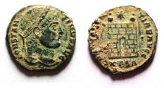 Ancient Coins - AS FOUND: CONSTANTINE I AE FOLLIS. CAMP GATE
