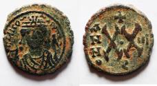 Ancient Coins - Maurice Tiberius AE HALF FOLLIS