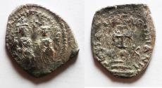 Ancient Coins - Byzantine Empire; Heraclius, with Heraclius Constantine. 610-641. AR Hexagram