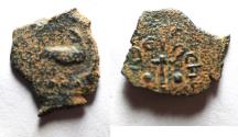 Ancient Coins - Herod the Great AE Half-Prutah (Lepton), Scarce type, 40 - 4 B.C.E.