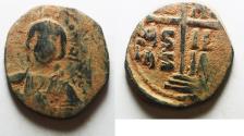 Ancient Coins - Facing bust of Christ holding the book of Gospels: Byzantine Empire, Anonymous. AE