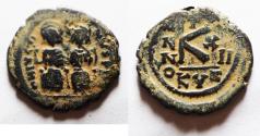 Ancient Coins - BYZANTINE. Justin II with Sophia, 565 - 578 AD, AE HALF Follis