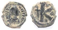 Ancient Coins - BYZANTINE. JUSTIN I AE HALF FOLLIS. AS FOUND