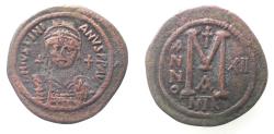 Ancient Coins - BYZANTINE. Justinian I (AD 527-565). AE follis (43mm,16.15g). Nicomedia mint