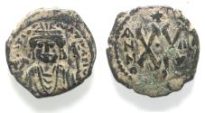 Ancient Coins - Byzantine. Maurice Tiberius AE Half Follis
