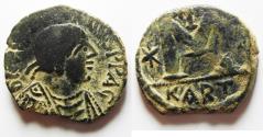 Ancient Coins - CHOICE FOR THE TYPE: BYZANTINE. Justinian I (AD 527-565). AE follis (28mm, 14.64g). Carthage mint. Struck 534-539. 