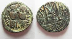 World Coins -  ISLAMIC. Umayyad Caliphate. Time of 'Abd al-Malik (AH 65-86 / AD 685-705). AE fals (25mm, 7.61g). Scythopolis (Baysan) mint.