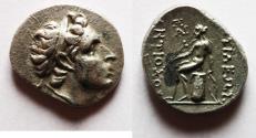 Ancient Coins - Seleukid Kings.  Seleukid Kings. Antiochos III the Great (223-187 BC). AR drachm (17mm, 3.92g). Ekbatana mint.