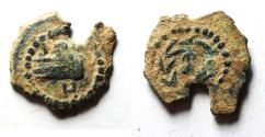 Ancient Coins - Judaea, The Herodians. Herod Archelaus, 4 BC-6 AD. AE Prutah . Prow