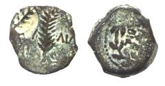 Ancient Coins - COUNTERMARKED: JUDAEA, Procurators. Valerius Gratus. 15-26 CE. Æ Prutah Jerusalem mint. Dated RY 4 of Tiberius (17/8 CE).
