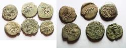 Ancient Coins - STRIKING ERRORS: LOT OF 6: Judaea. Jewish War. First Revolt. AE Prutah. Year2. 67/68 C.E.
