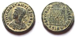 Ancient Coins - BEAUTIFUL AS FOUND. CONSTANTIUS II AE 3 . CAMP GATE