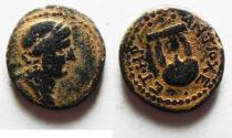 Ancient Coins - Seleucis and Pieria. Antioch. Pseudo-autonomous issue. temp. Nero, AD 54-68. Æ Dichalkon . LYRE