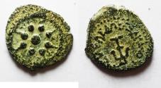 Ancient Coins - Judaea, Alexander Jannaeus, 103-76 BC, AE Prutot (Biblical Widow's Mites).