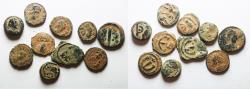 Ancient Coins - LOT OF 10 BYZANTINE BRONZE PENTANUMMIUM COINS & OTHERS.