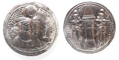 Ancient Coins - SASANIAN KINGS. Vahrām (Bahram) II, with Queen and Prince 4. AD 276-293. AR Drachm