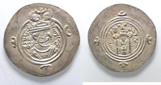 Ancient Coins - CHOICE QUALITY: Sasanian Kingdom. Khusru II. A.D. 591-628. AR drachm.