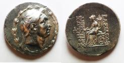 Ancient Coins - Unpublished monogram variety: Seleukid Kings. Demetrios I Soter (162-150 BC). AR tetradrachm (31mm, 16.63g). Antioch mint. Struck ca. 162-155/4 BC.