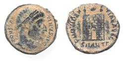 Ancient Coins - AS FOUND. CONSTANTINE I AE FOLLIS. CAMP GATE