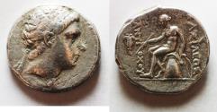 Ancient Coins - GREEK. Seleukid Kingdom. Antiochos III the Great (222-187 BC). AR tetradrachm (27mm, 15.59g). "Rose" mint (Edessa?). Struck circa 222-211 BC.