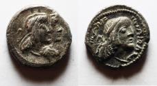 Ancient Coins - PROBABLY THE BEST EXAMPLE OUT THERE: Nabataean Kingdom. Obodas II (ca. 30-9 BC). AR sela (16mm, 4.55g). Struck in regnal year 18 (13/12 BC).