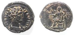 Ancient Coins - Apparently unpublished:  Egypt. Alexandria under Marcus Aurelius (as Caesar, AD 139-161). AE drachm (23mm, 12.76).Struck in regnal year 18 of Antoninus Pius (AD 154/5).